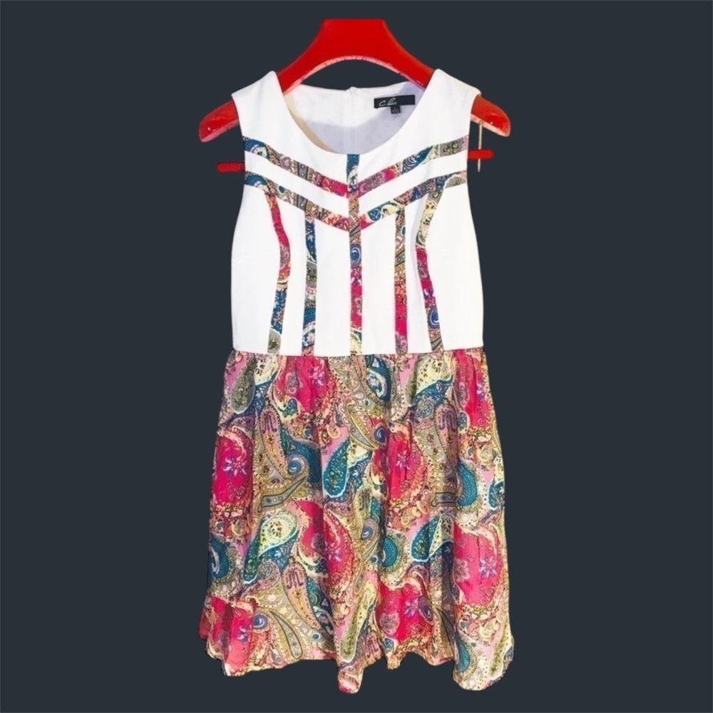 C.LUCE Paisley Red Lace sheer Midi‎ Dress L